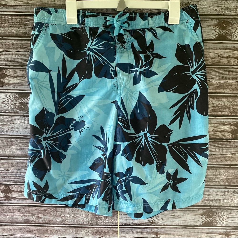 Men's Speedo Tropical Leaf Print Swim Trunks Size L